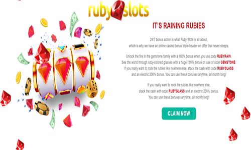enjoy it's raining rubies bonus at ruby slots casino