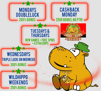 enjoy triple luck midweek bonus at lucky hippo casino