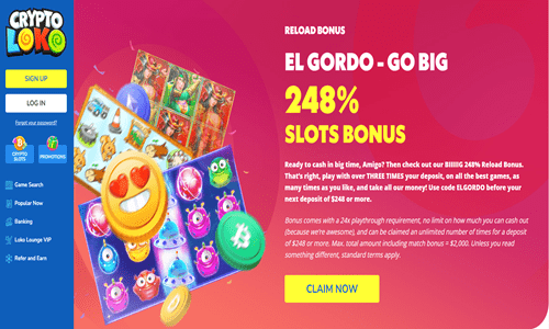 enjoy the reload bonus el gordo at cryptoloko casino online