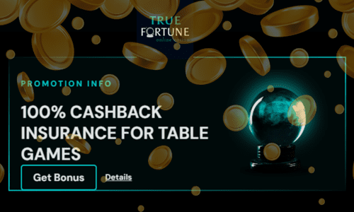 enjoy the 100 cashback insurance bonus at true fortune casino